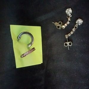 3/$25 Claire's Ear Rings 2 pair rhinestone pink / clear